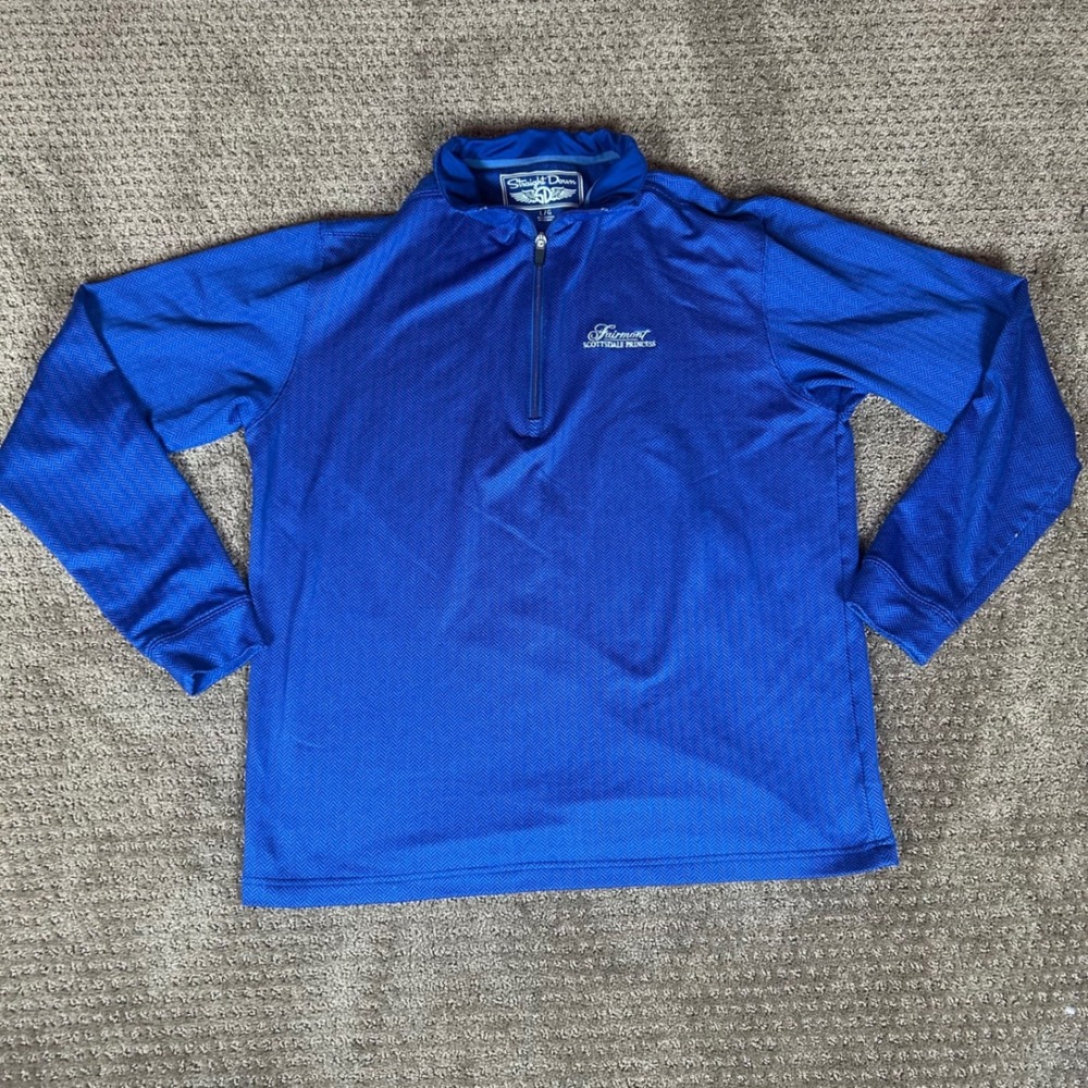 Straight Down Quarter Zip Pullover Mens L Blue Fairmont Scottsdale Princess Golf